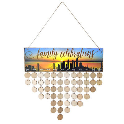 

DIY Wood Round Plate Wall Hanging Calendar Special Date Sign Reminder Board