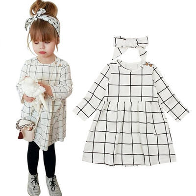 

Lovely Toddler Kid Baby Girl Plaid Dress Party Casual Cotton Tutu Dresses