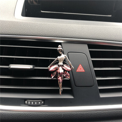 

Beautiful Modelling Crystal Ballet Girl Car Perfume Clip Car Steering Wheel Booster Ball Car Labor Saving Device Iron Clip