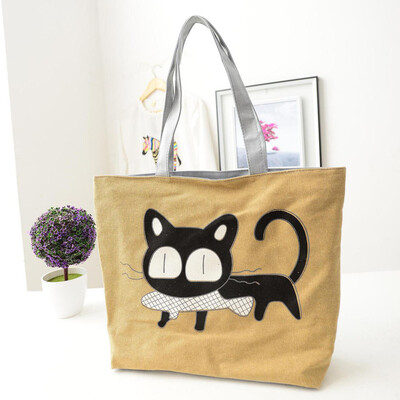 

Tailored Women Shoulder Bag Canvas Bag Cute Cat Bag Office Lunch Bag Crossbody Bag Red