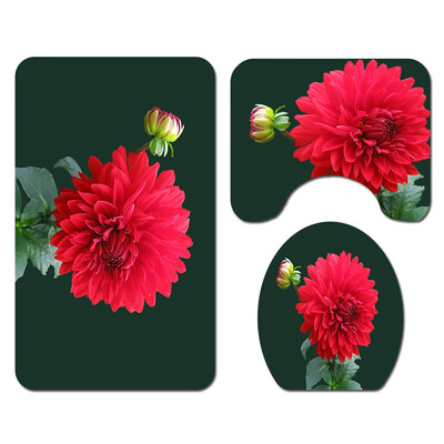 

〖Follure〗Flowers Shower Curtain Floor Mat Four-piece Bathroom Mat Set
