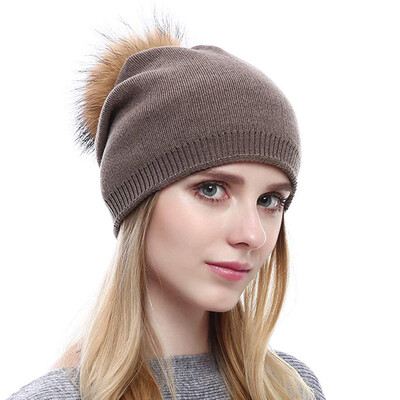

Gobestart Women Knitting Wool Hemming Warm Beanie Winter Cashmere Hairball Pom Pom Hat Cap