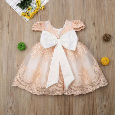 

US Toddler Baby Girls Kids Party Princess Tutu Dress Floral Bow Lace Dresses