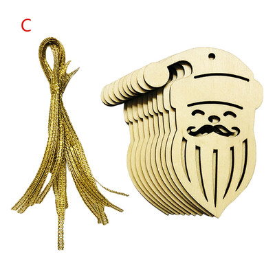

〖Follure〗10PC Christmas Wood Chip Tree Ornaments Xmas Hanging Pendant Decoration Gifts