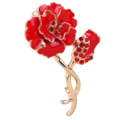 

Korean Version of Drip Flower Decoration with Rhinestone Brooch Poppy Flower Brooch Beautiful Unique