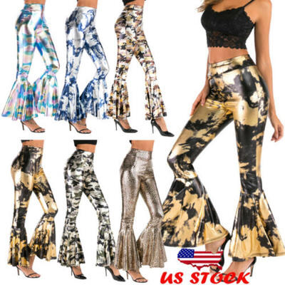 

Women High Waist Bodycon Skinny Flare Bell Bottom Stretch Pants Trousers US