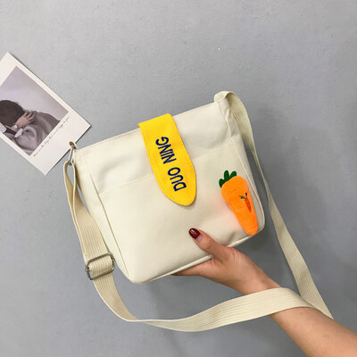 

Tailored Fashion Lady Cute Solid Color Canvas Carrot Wild Shoulder Bag Messenger Bag