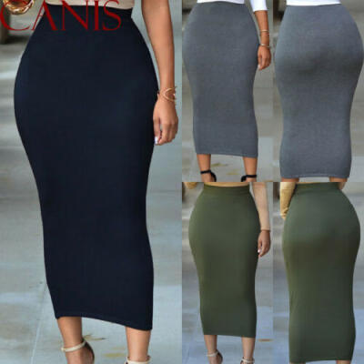 

Women Casual High Waist Skirt Long Bodycon Stretchy Maxi Skirt Pencil Skirts Hot