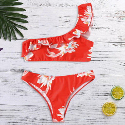 

Saidsome Womens Striped Printed Bikini Bikini Small Fresh Split Swimsuit
