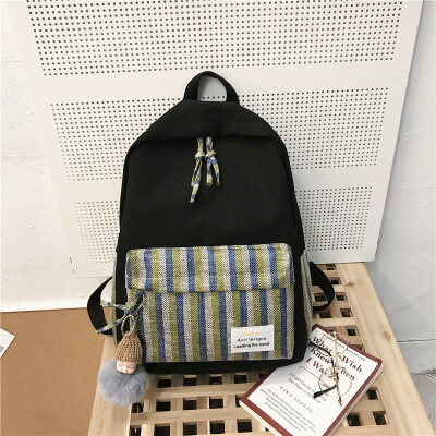 

Schoolbag female college student ins Korean version of high school girls campus Mori simple canvas plaid backpack