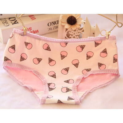 

Womens Briefs Korea-based Ice Cream Cute Panties Low-rise Lace Underwear