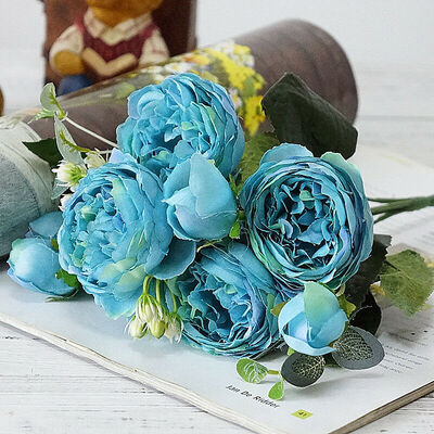

Roses Artificial Flowers Fake Rose Silk Bouquet Home Wedding Party Decoration