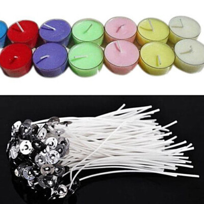 

〖Follure〗Pack 100 Pre Waxed Candle Wicks for Candle Making With Sustainers 12cm Long