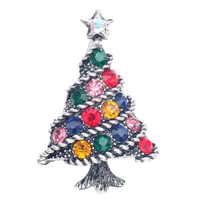 

Vintage Christmas Tree Pin Brooch Crystal Christmas Tree Brooch Pins Wedding Collar Clip Scarf Fashion Jewelry Brooches