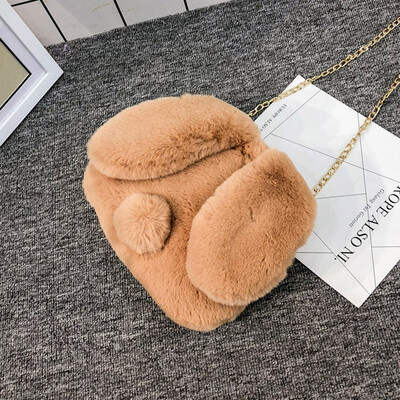 

Tailored Fashion Women Plush Rabbit Fanny Pack Crossbody Bag Chain Bags Casual Winter Bag