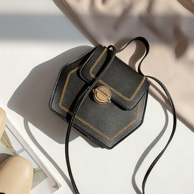 

Fashion Cool Geometric Hexagonal Bag Embroidered Flip Buckle Shoulder WOMENS Bag Shoulder Hand Mobile Phone Purse