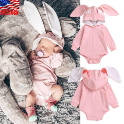 

3D Bunny Baby Warm Cute Costume Girl Romper Jumpsuit Jumper Outfits Hooded Sets