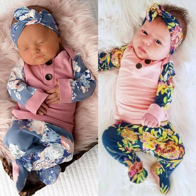 

Newborn Infant Baby Girl Floral Top TShirt Long Pants 3PCS Winter Clothes Outfit