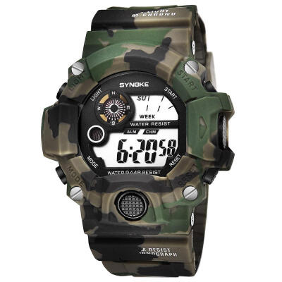 

SYNOKE Mens Digital Watch Stylish Camouflage Print Military Watch 30m Water Resistance