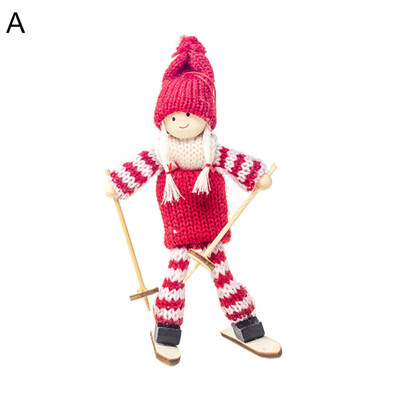 

Christmas Snow Skiing Snowman Yarn Doll Tree Window Showcase Display Case Decor