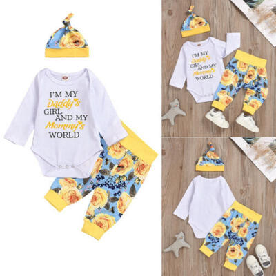 

UK Newborn Infant Baby Girl Cotton Clothes Autumn RomperPants Long Outfit Set