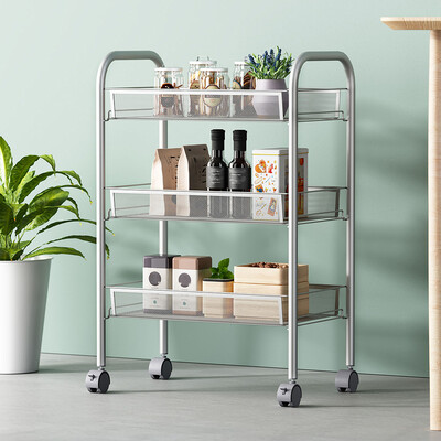 

Siaonvr 3-Tier Mesh Wire Basket Rolling Cart Kitchen Storage Cart With Wheels Shelving