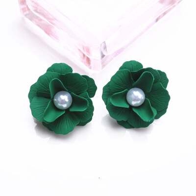 

EK703 Fashion Cute Spray Paint Pearl Flower Stud Earrings For Women Korean Jewelry Boho Metal Brincos Girl Gift Wedding Earrings