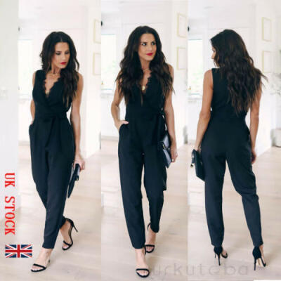 

Women Jumpsuit Lady Evening Party Office OL Casual Playsuit Overall Pencil Pants