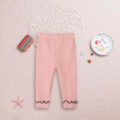 

Girls Cotton Korean Elastic Waist Soft Kids Bottoming Pants Cute Trousers