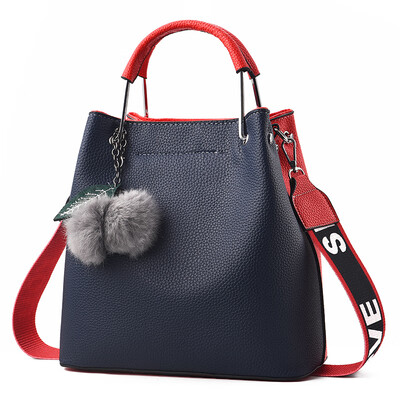 

Bucket Bag Female Autumn&Winter Letter Broadband Single Shoulder Bag Soft Leather Large Capacity Korean Simple Handbag Moistur