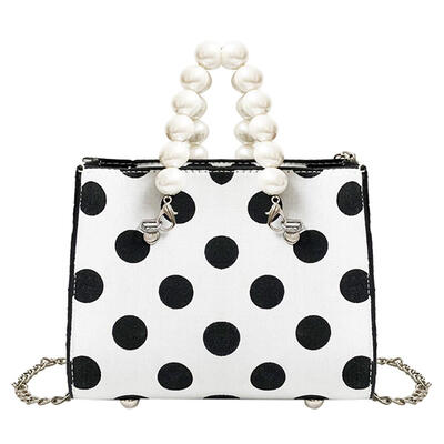 

Pearls Top-Handle Bags Women Leather Dots Messenger Shoulder Chain Handbags