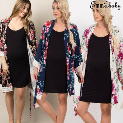 

Maternity Pregnant Women Long Sleeve Nursing Robe Sleepwear Long Clothes
