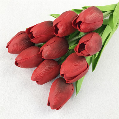 

10PcsBag PU Holland Mini Tulip Artificial Flower Real Touch Tulip for WeddingHomeHotelParty Decoration Valentines Day Gift
