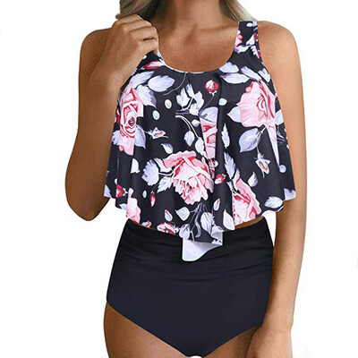 

Roseonmyhand Women Two Pieces Bathing Suits Top Ruffled With High Waisted Bottom Bikini Set