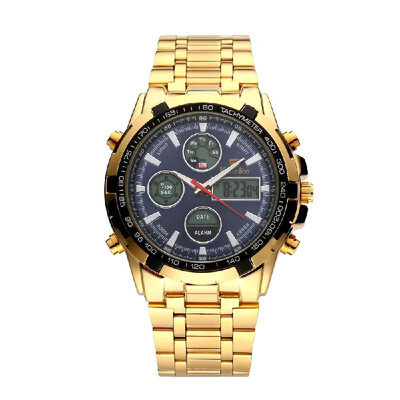 

Men Multi-Functional Dual Display Wristwatch Fashion Alloy Band Digital Waterproof Sports Watch