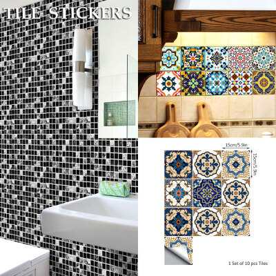 

Mediterranean Pattern Geometry Removable Anti-slip Floor Stickers Art Decal Home Room Bathroom DIY Decor