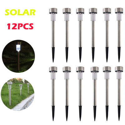

〖Follure〗12Pcs Of Outdoor Path Light Spot Lamp Solar Power Yard Garden Lawn Landscape