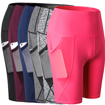 

Women Sports Yoga Pants Mesh Pockets Short Leggings Sportswear Fitness Skinny Bodycon Trousers