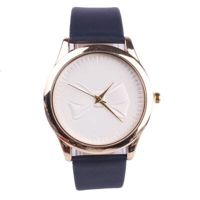 

Belt ladies casual PU watch simple scale bow dial