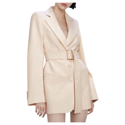 

Toponeto Women Fashion Long Sleeve Coat Elegant Turn-Down Collar Pocket Belt Jacket