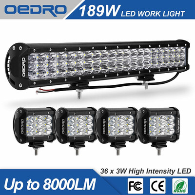

20 189W TRI-ROW Led Work Light Bar With 4 Inch 27W Spot Light Pods