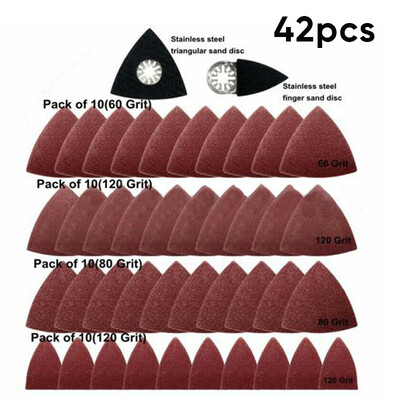 

40pcs Triangular Sandpapers2pcs Sand Discs Kit For Fein Multi-tool Accessories