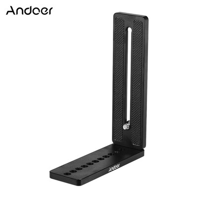 

Andoer Aluminium Alloy Universal -Shape Plate Bracket Camera Holder with 14 Inch Screw Mount Vertical Video Recording for Tripod