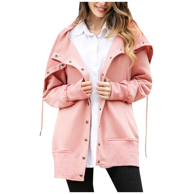 

Toponeto Fashion Women Solid Long Sleeve Hoodie Coat Button Tops Blouse Sweatshirt Coat