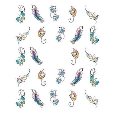 

Greensen 1Pc Flower & Butterfly Pattern Nail Art Stickers Water Transfer DIY Nail Art Sticker Decoration