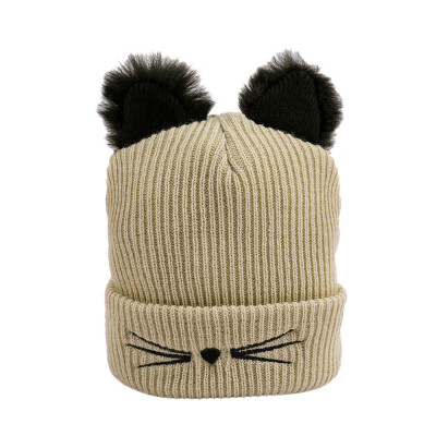 

Tailored Women Winter Fashion Keep Warm Cat Ear Winter Hats Knitted Wool Hemming Hat