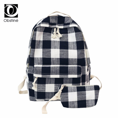 

Printing Plaid Backpack for Teenage Girls Canvas Backpacks Travel Schoolbag Youth Fabric Bagpack for School Student Back Pack