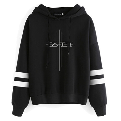 

New Women Printed Sweatshirt Faith Cross Graphic Pullover Hoodie Loose Casual Hooded Female Hoodie