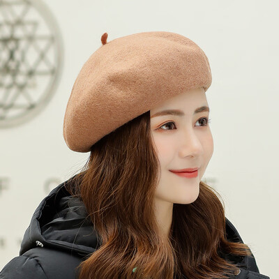 

Hat female Japanese autumn&winter wool berets retro Joker solid color wool painter Hat Korean literary bud Hat