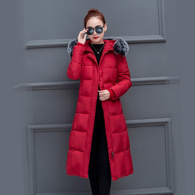 

Gobestart Women Outerwear Button Coat Long Cotton-padded Jackets Pocket Hooded Coats